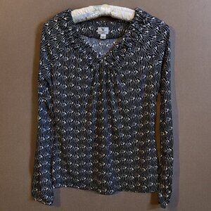 Worthington Black and White Geometric Print Blouse